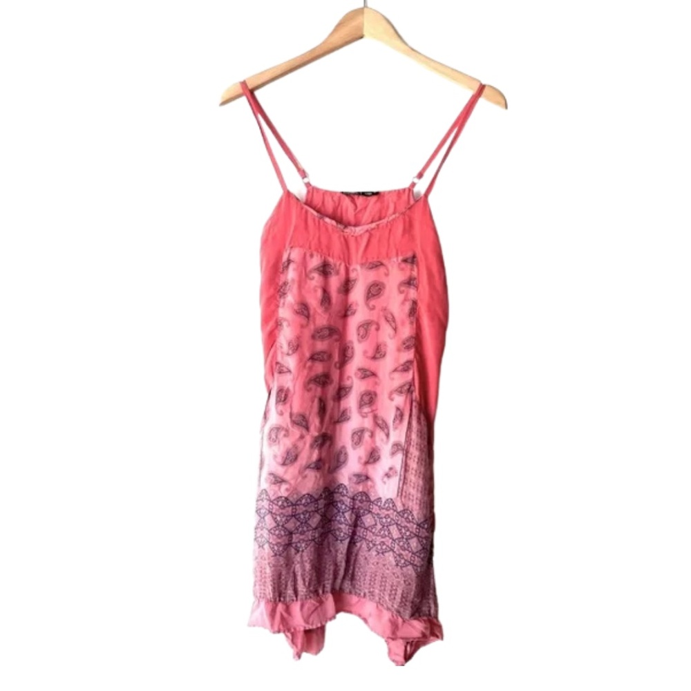 Gypsy 05 Pink Silk Boho Dress | Adjustable Straps | Size M